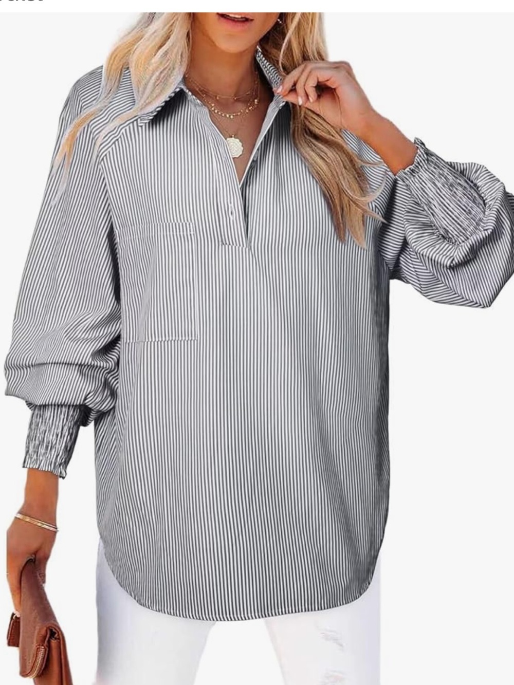 Black and White Striped Women's Tunic